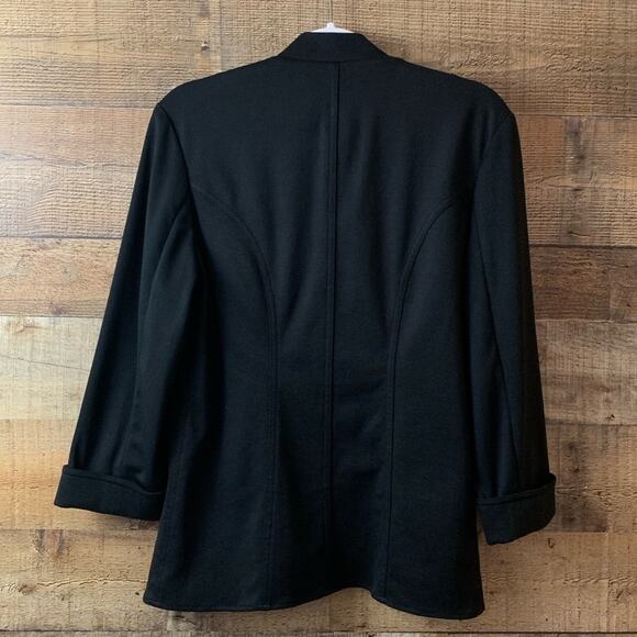 𝅺Peter Nygard Solid Black Open Cardigan Sweater Crop Sleeve Size Medium - Picture 4 of 8